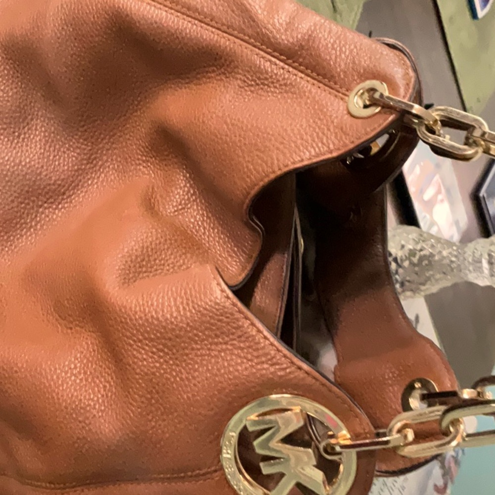 Medium tan leather MK hobo bag